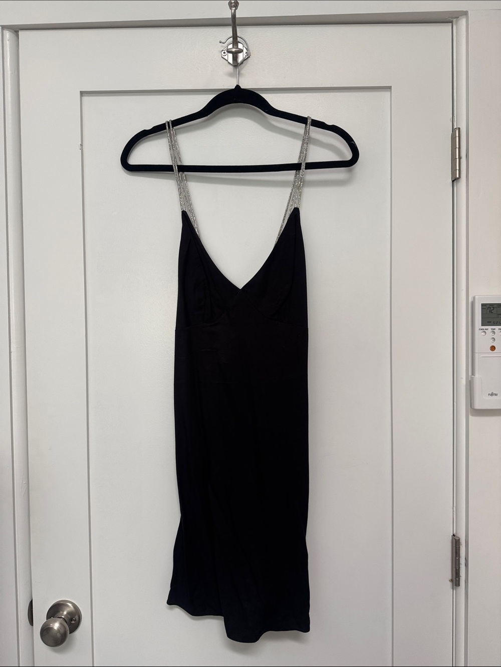 H&M Black Slip Dress with Sparkle Straps